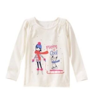 Gymboree Fair Isle Flurry Play It Cool Ivory Sled Girl Dog Long Sleeve Shirt